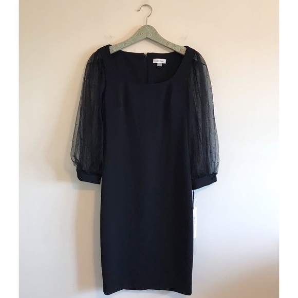 Calvin Klein Dresses & Skirts - NWT Calvin Klein Illusion Sleeve Gem Mini Dress